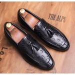 Black Tassels Hollow Out Mens Loafers Dress Dapper Man Shoes Flats