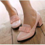Pink Patent Bow High Studs Heels Dress Shoes