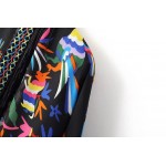 Black Colorful Retro Totem Tassels Embroidery Chiffon Long Kimono Cardigan Outer Wear