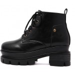 Black Vintage Platforms Chunky Lace Up Ankle Boots Shoes