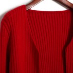 Red Knitted Long Sleeves Cropped Cardigan Outer Jacket