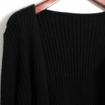Black Knitted Long Sleeves Cropped Cardigan Outer Jacket