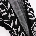 Black White Blue Tribal Enthic Pattern Long Sleeves Batwing Cardigan