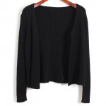 Black Knitted Long Sleeves Cropped Cardigan Outer Jacket