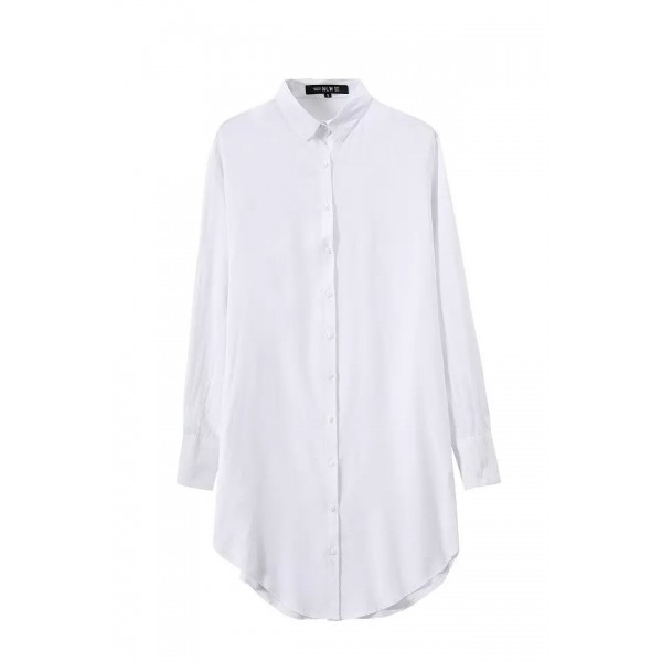 White Vintage Retro Cotton Long Sleeves Blouse Shirt