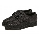 Black Glitter Bling Bling Lace Up Oxfords Dress Shoes