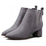 Grey Suede Pointed Head Chelsea Ankle Boots Shoes