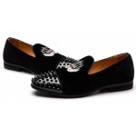 Black Velvet Patent Spikes Embroidered Mens Loafers Prom Dress Shoes