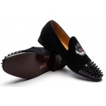 Black Velvet Patent Spikes Embroidered Mens Loafers Prom Dress Shoes