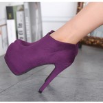 Purple Suede Platforms Ankle Stiletto High Heels Boots Shoes