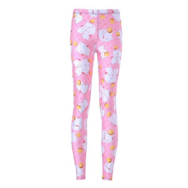 Pink White Happy Cats Yoga Fitness Leggings Tights Pants