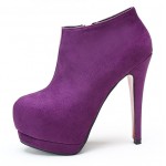 Purple Suede Platforms Ankle Stiletto High Heels Boots Shoes