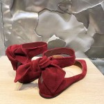 Black Suede Back Bow Point Head Ballerina Ballets Sandals Flats Shoes