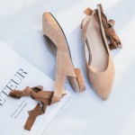 Khaki Suede Strappy Straps Lace Up Point Head Ballerina Ballets Sandals Flats Shoes