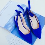 Blue Suede Strappy Straps Lace Up Point Head Ballerina Ballets Sandals Flats Shoes