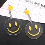 Yellow Transparent Happy Face Funky Acrylic Round Head Oversized Earrings Ear Drops