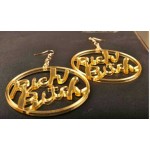Gold Rich Bitch Round Punk Rock Funky Acrylic Oversized Earrings Ear Drops
