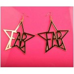 Gold Fab Star Punk Rock Funky Acrylic Oversized Earrings Ear Drops