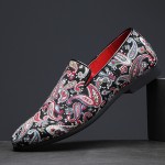 Red Blue Floral Paisley Patterned Loafers Dapperman Dress Shoes Flats
