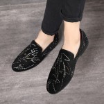 Black Velvet Suede Diamante Loafers Dapperman Dress Shoes Flats