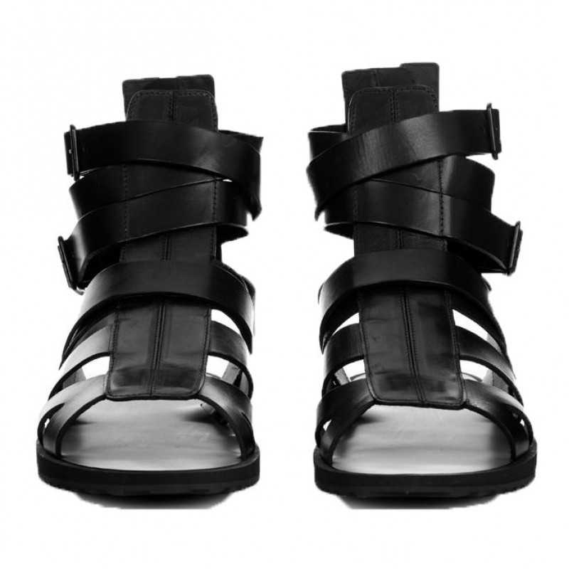 Black Buckles High Top Strappy Fashion Mens Sneakers Gladiator Roman ...