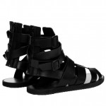 Black Buckles High Top Strappy Fashion Mens Sneakers Gladiator Roman Sandals