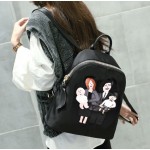 Black Gold Zippers Cartoon Family Applique School Funky Bag Backpack