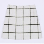White Black Check Plaid Checkers Woolen Bodycon A Line Mini Skirt