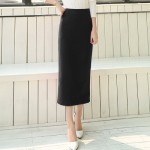 Burgundy Black Woolen Long Bodycon Skirt