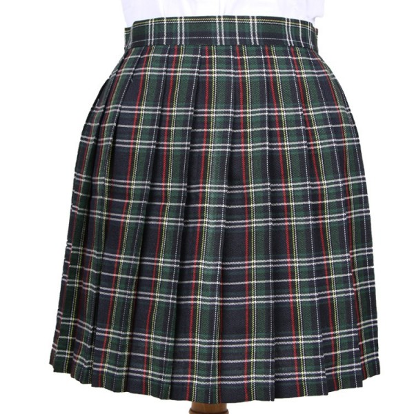 Blue Navy Green Check Tartan Plaid Scotland Checkers Lolita Cosplay Pleated A Line Mini Skirt