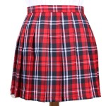 Red Blue Check Tartan Plaid Scotland Checkers Lolita Cosplay Pleated A Line Mini Skirt