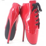 Red Patent Lace Up Ballet Ballerina Super High Stieltto Heels Lady Gaga Weird Oxfords Shoes
