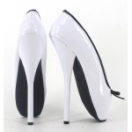 White Patent Bow Ballet Ballerina Super High Stieltto Heels Lady Gaga Weird Stage Shoes