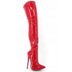 Red Patent Sexy Thigh High Pointed Head Stiletto High Heels Diva Cosplay Long Boots