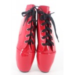 Red Patent Lace Up Ballet Ballerina Super High Stieltto Heels Lady Gaga Weird Oxfords Shoes