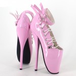 Pink Patent Strappy Ballet Ballerina Super High Stieltto Heels Lady Gaga Weird Shoes