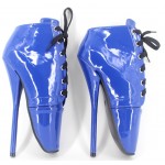 Blue Patent Lace Up Ballet Ballerina Super High Stieltto Heels Lady Gaga Weird Oxfords Shoes
