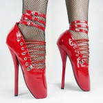 Red Patent Strappy Ballet Ballerina Super High Stieltto Heels Lady Gaga Weird Shoes