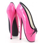 Pink Patent Bow Ballet Ballerina Super High Stieltto Heels Lady Gaga Weird Stage Shoes