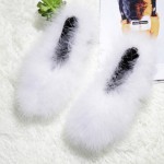 White Furry Fuzzy Long Fur Flats Loafers Shoes