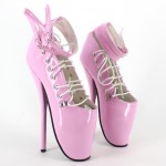 Pink Patent Strappy Ballet Ballerina Super High Stieltto Heels Lady Gaga Weird Shoes