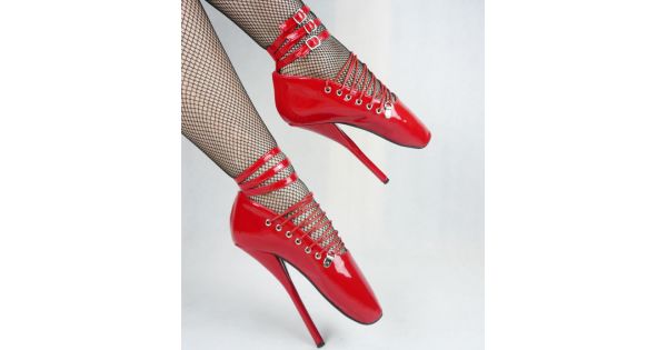 red patent strappy heels