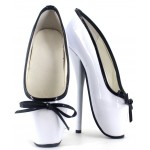 White Patent Bow Ballet Ballerina Super High Stieltto Heels Lady Gaga Weird Stage Shoes