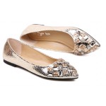 Gold Jewels Diamantes Crystals Bling Bling Pointed Head Flats Ballets Shoes