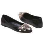 Black Jewels Diamantes Crystals Bling Bling Pointed Head Flats Ballets Shoes
