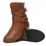Brown Vintage Mid Calf Grunge Flats Boots Booties Shoes