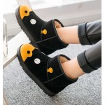 Black Yellow Cute Hippo Suede Short Ankle Snow Boots Shoes