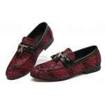 Red Black Snake Print Patterned Tassels Loafers Dapperman Dress Shoes Flats