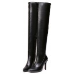 Black Pointed Head Stretchy Over the Knee Stiletto High Heels Long Boots Shoes
