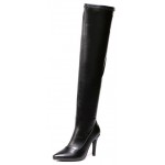 Black Pointed Head Stretchy Over the Knee Stiletto High Heels Long Boots Shoes